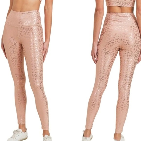 NWT Zyia Active Gold Leopard Light N Tight Hi-Rise 7/8 Legging Women’s Size 8-10 - Picture 1 of 10
